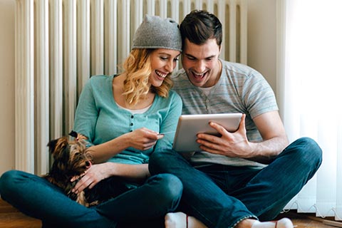 Couple in front of Radiant Heat